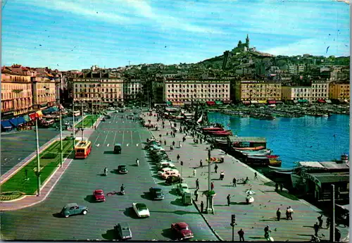 45350 - Frankreich - Marseille , Le Quai des Belges , Notre Dame de la Garde - gelaufen