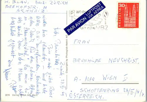 45365 - Schweiz - Zürich , Mehrbildkarte - gelaufen 1969