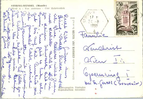 45381 - Frankreich - Stiring Wendel , Moselle , Vue Arienne , Cite Habsterdick - gelaufen 1960