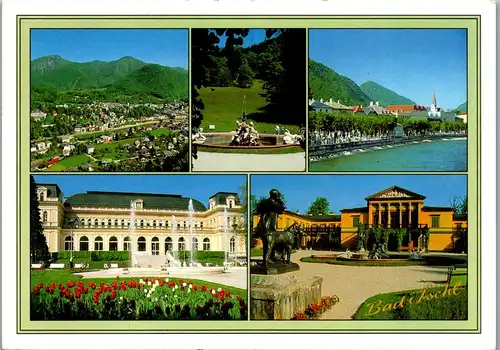 45396 - Oberösterreich - Bad Ischl , Brunnen v. d. Kaiservilla , Esplanade , Kurhaus , Mehrbildkarte - gelaufen 1995