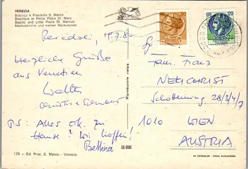 45418 - Italien - Venezia , Venedig , Basilica e Piazetta S. Marco - gelaufen 1980