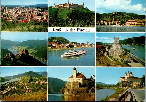 45420 - Niederösterreich - Wachau , Schönbühel , Dürnstein , Göttweig , Spitz , Stein , Mehrbildkarte - gelaufen 1971