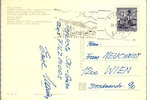 45423 - Salzburg - Filzmoos , Dachstein , Mandlinghof gegen Bischofsmütze , Gasthof Zeferer , Hachau - gelaufen 1971