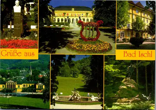 45432 - Oberösterreich - Bad Ischl , Leharstatue , ehem. Hotel Austria , Kaiserpark , Kaiser Jagdstandbild - gelaufen