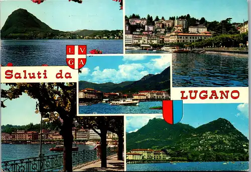 45441 - Schweiz - Lugano , Monte San Salvatore , Panorama , Monte Bre - gelaufen 1971