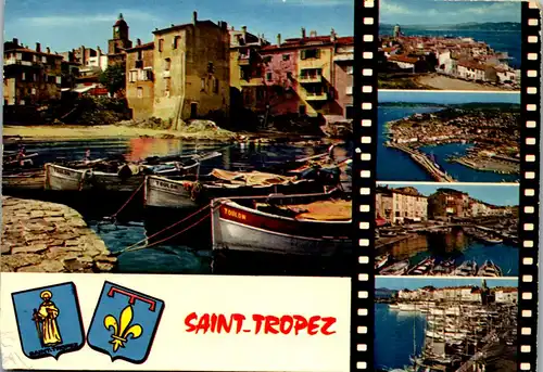 45444 - Frankreich - Cote D'Azur , Saint Tropez , La Pouncho , Le Port et la Ville - gelaufen 1972