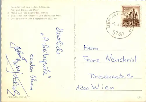 45482 - Salzburg - Saalfelden , Steinernes Meer , Ritzensee , Maria Alm , Kitzsteinhorn , Mehrbildkarte - gelaufen 1978