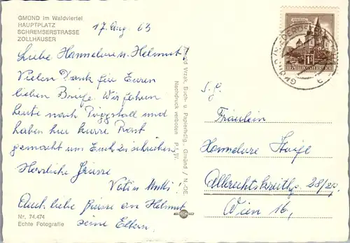 45491 - Niederösterreich - Gmünd , Hauptplatz , Schremserstrasse , Zollhäuser - gelaufen 1963