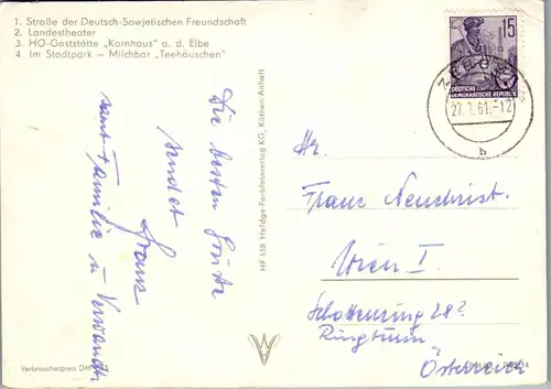 45512 - Deutschland - Dessau , Straße der Deutsch Sowjetischen Freundschaft , Gaststätte Kornhaus - gelaufen 1961