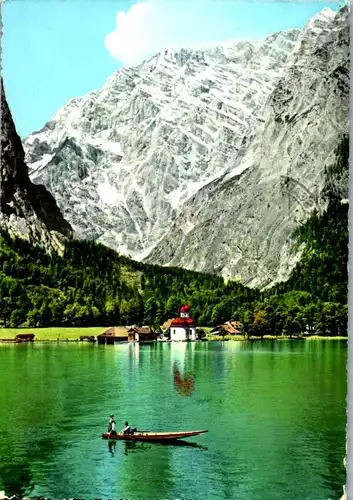 45513 - Deutschland - Königssee , St. Bartholomä mit Watzmann Ostwand - gelaufen 1961
