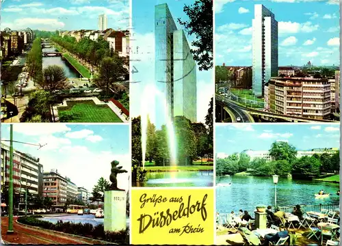 45535 - Deutschland - Düsseldorf , Königsallee , Hofgarten , Hochstraße , Schwanenspiegel , Mehrbildkarte - gel. 1970