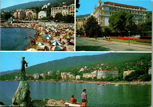 45537 - Kroatien - Opatija , Strand , Mehrbildkarte - gelaufen