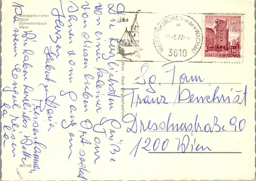 45547 - Niederösterreich - Wachau , Weissenkirchen , Spitz , Schwallenbach , Melk , Mehrbildkarte - gelaufen 1972