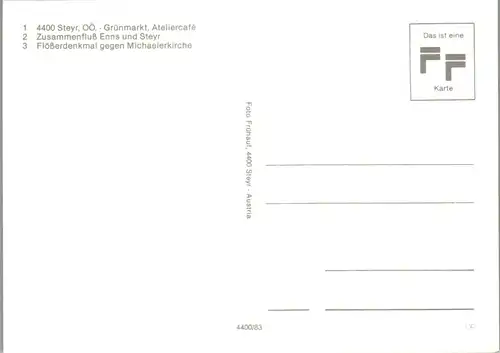 45575 - Oberösterreich - Steyr , Grünmarkt , Ateliercafe , Flößerdenkmal , Michaelerkirche , Eisenstadt - n. gelaufen