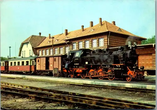 45578 - Deutschland - Kühlungsborn , Bäderbahn , Bad Doberan - Ostseebad , Zug im Bahnhof , Dampflokomotive