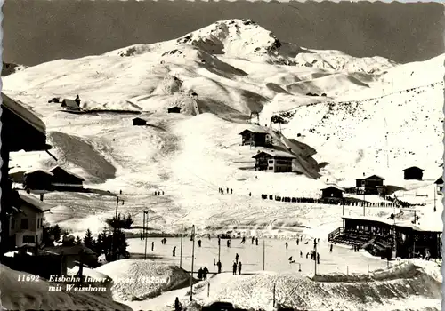 45586 - Schweiz - Arosa , Inner Arosa , Eisbahn mit Weisshorn - gelaufen