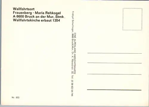 45621 - Steiermark - Bruck a. d. Mur , Frauenberg , Maria Rehkogel , Wallfahrtskirche - nicht gelaufen