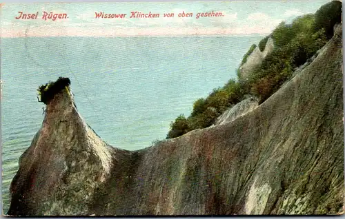 45632 - Deutschland - Insel Rügen , Wissower Klincken von oben gesehen - gelaufen 1906