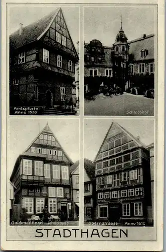 45644 - Deutschland - Stadthagen , Amtspforte , Schlosshof , Goldener Engel , Obernstrasse - gelaufen 1938