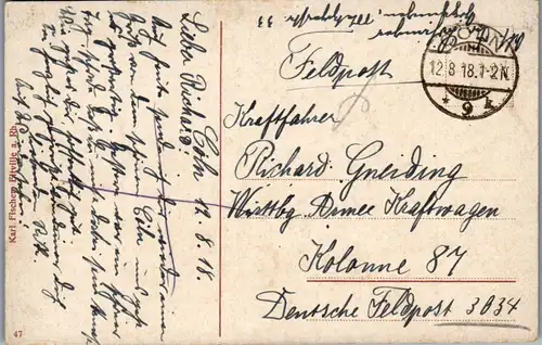 45686 - Deutschland - Caub , Kaub am Rhein , Burg Pflazgrafenstein - gelaufen 1918