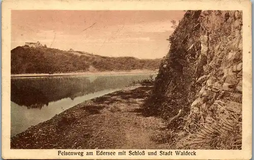 45695 - Deutschland - Waldeck , Felsenweg am Edersee mit Schloß und Stadt Waldeck , Edertalsperre , Edertal - 1920