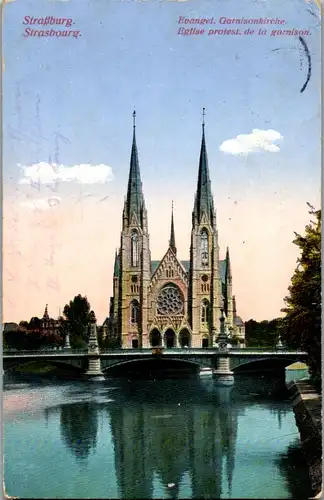 45697 - Frankreich - Strasbourg , Strassburg , Evangel, Garnisonskirche - gelaufen 1914