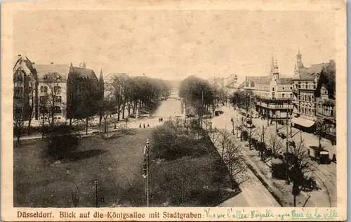 45700 - Deutschland - Düsseldorf , Blick auf die Königsallee mit Stadtgraben - gelaufen 1922