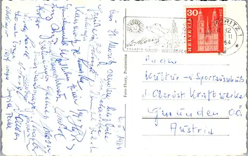 45738 - Schweiz - Bernina , Berninagruppe , Verschneite Straße - gelaufen 1964