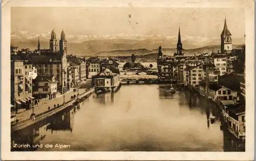 45743 - Schweiz - Zürich , und die Alpen , Panorama - nicht gelaufen