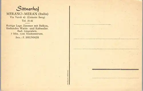 45745 - Italien - Meran , Merano , Sittnerhof , Bes. F. Brunner - nicht gelaufen