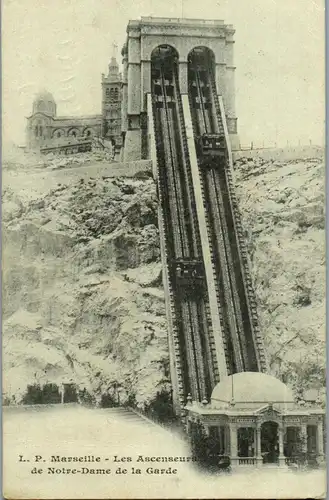 45794 - Frankreich - Marseille , Les Ascenseurs de Notre Dame de la Garde - gelaufen