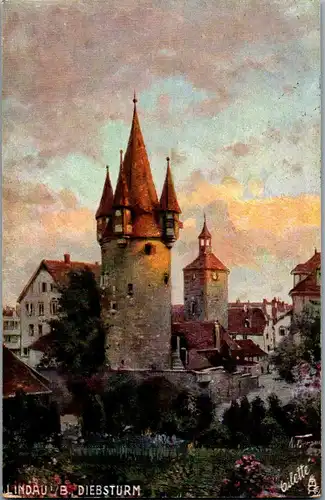 45797 - Deutschland - Lindau i. B. , Diebsturm , signiert - gelaufen 1920