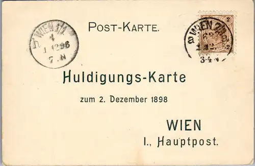 45828 - Wien - Kaiser Franz Joseph I , Huldigungs Karte , Ferngruß - gelaufen 1898