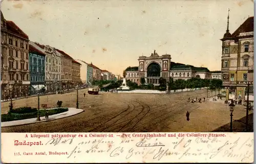 45839 - Ungarn - Budapest , Bahnhof und die Csömörer Straße , Központi palyaudvar . Csömöri - gelaufen 1903