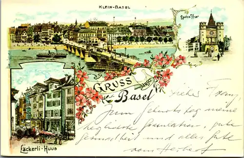 45862 - Schweiz - Basel , Gruss aus , Klein Basel , Läckerli Huus , Spalen Tor - nicht gelaufen