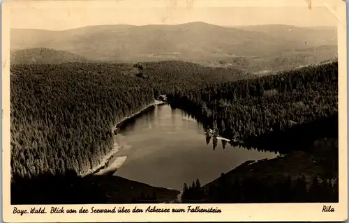 45873 - Deutschland - Bayern , Blick von der Seewand über den Arbersee zum Falkenstein , Bayerischer Wald - gel. 1951