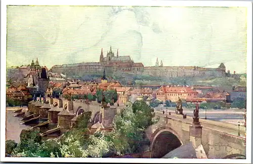 45877 - Tschechien - Prag , Celek Hradcan a Male Strany , signiert J. Setelika - gelaufen 1927