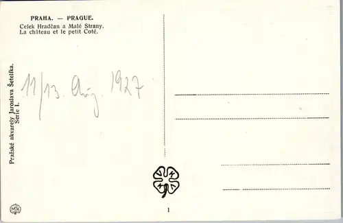 45877 - Tschechien - Prag , Celek Hradcan a Male Strany , signiert J. Setelika - gelaufen 1927