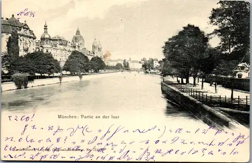 45880 - Deutschland - München , Partie an der Isar - gelaufen 1902