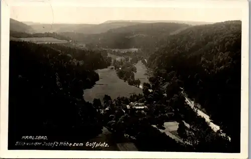 45894 - Tschechien - Karlsbad , Blick von der Josef's Höhe zum Golfplatz , Panorama - gelaufen 1927