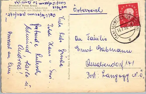 45909 - Deutschland - Schwenningen am Neckar , Deutsches Rotes Kreuz , Kinderheim Kurhaus Schönblick - gelaufen 1959