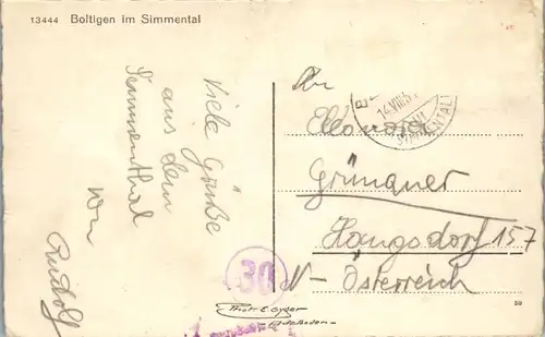 45919 - Schweiz - Boltingen , im Simmental , Panorama - gelaufen 1951