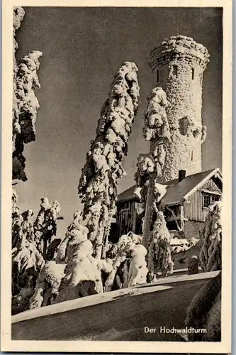 45935 - Deutschland - Oybin , Der Hochwaldturm , Winter , Zittauer Gebirge - gelaufen 1955
