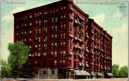 45938 - USA - Chicago , The Plaza Hotel , North Clark Street opposite Lincoln Park - gelaufen 1911