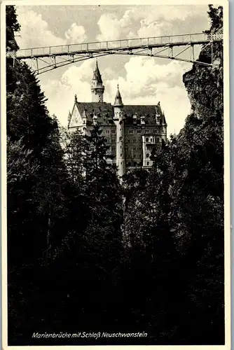45945 - Deutschland - Schwangau , Marienbrücke mit Schloß Neuschwanstein - gelaufen 1951