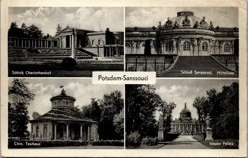 45989 - Deutschland - Potsdam Sanssouci , Schloß Charlottenhof , Chinesisches Teehaus , Neues Palais - gelaufen 1957