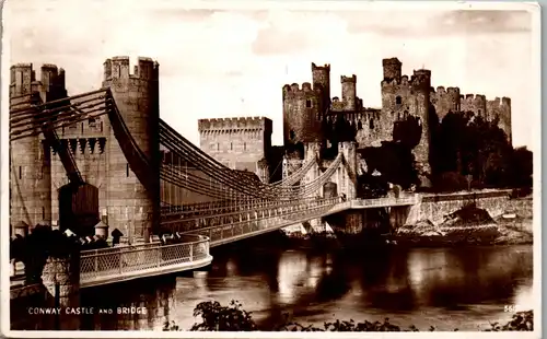 46002 - Großbritannien - Conwy , Conway Castle and Bridge - gelaufen 1950