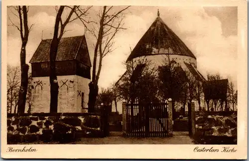 46015 - Dänemark - Bornholm , Østerlars Kirke , Kirche , Stempel Schnell Dampfer Hertha , Auf hoher See - n. gelaufen