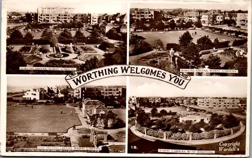 46020 - Großbritannien - Worthing , Golf Putting Greens , Bowling Greens , Marine Gardens - gelaufen