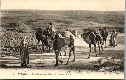 46054 - Algerien - Biskra , Une Caravane dans le Desert , Kamel , Karawane - nicht gelaufen